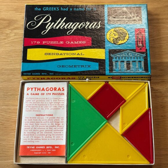 Vintage Pythagoras A Game of 179 Puzzles, Tangram, Tryne No. 125, Copyright 1961 - Picture 5 of 13